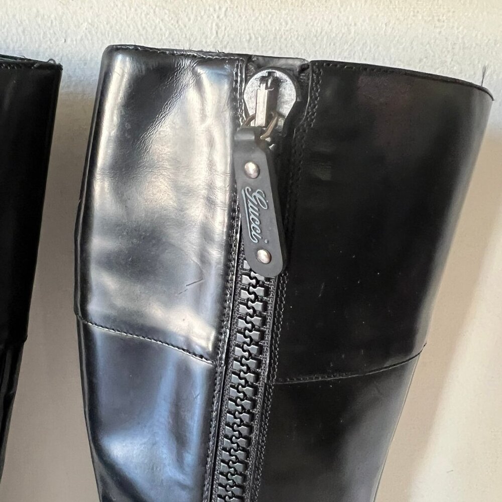 Y2K VINTAGE GUCCI PATENT LEATHER PLATFORM BOOTS SIZE 6 US - Picture 3 of 14